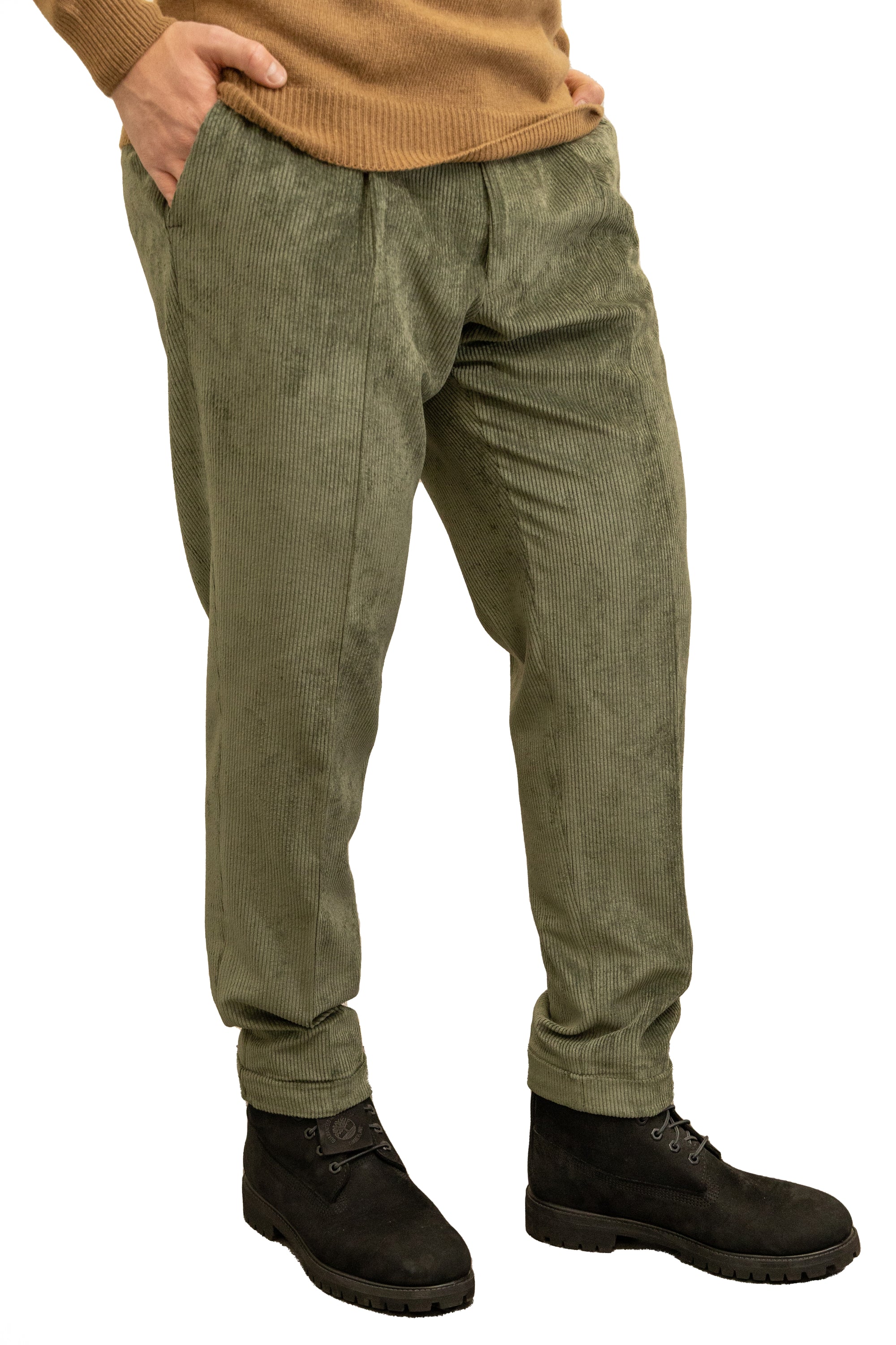 Pantalone in velluto con cintola sartoriale