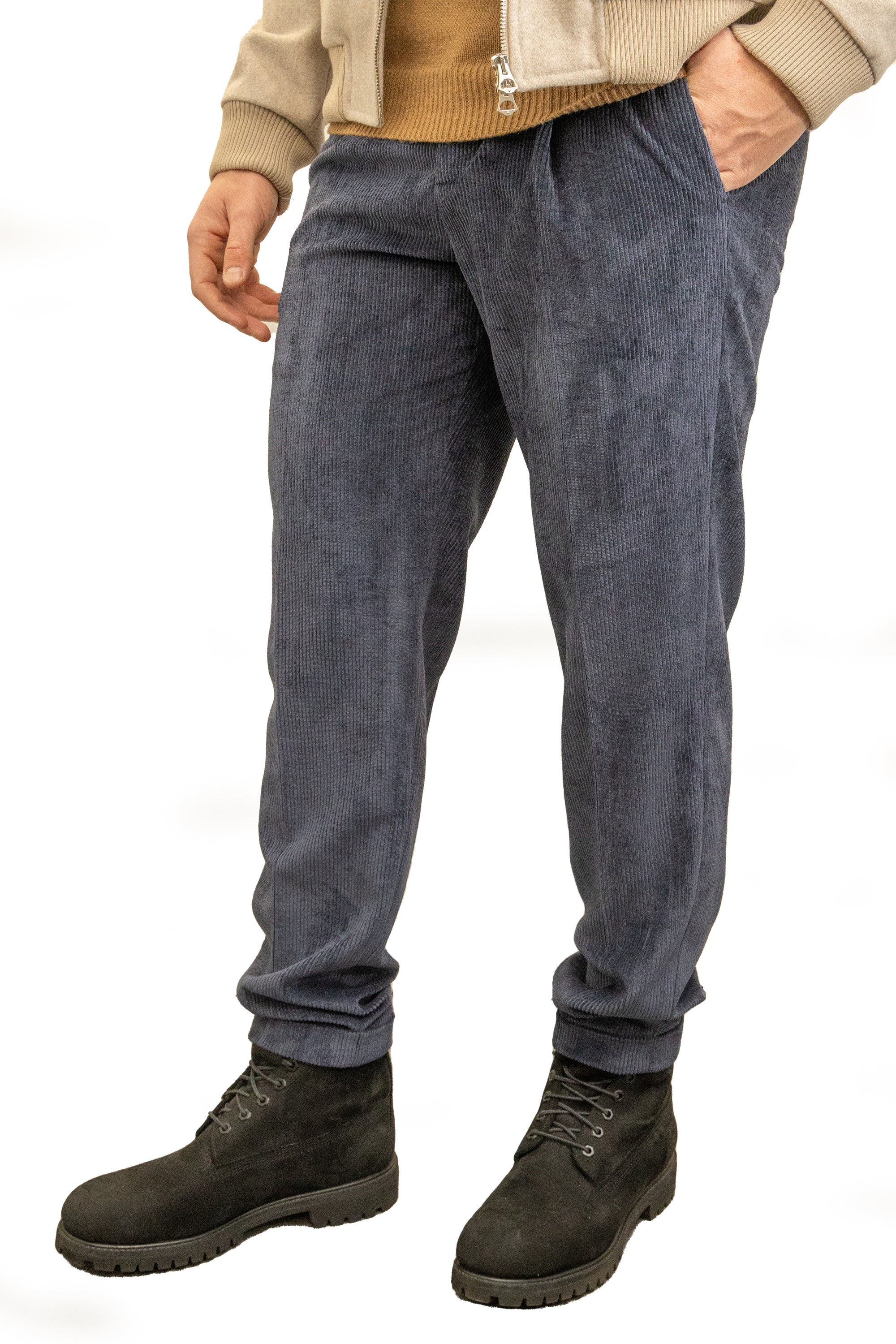 Pantalone in velluto con cintola sartoriale