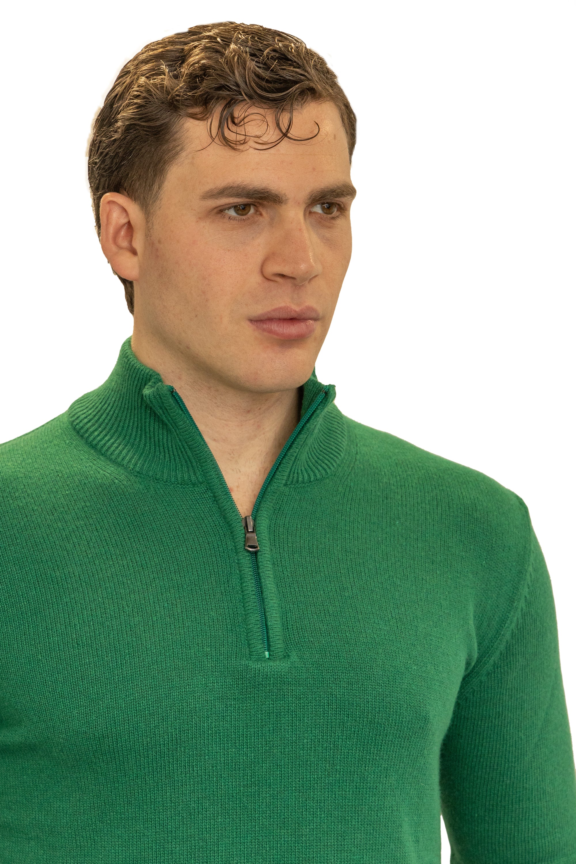 Maglione uomo mezza zip finezza 7  in lana e cashmere