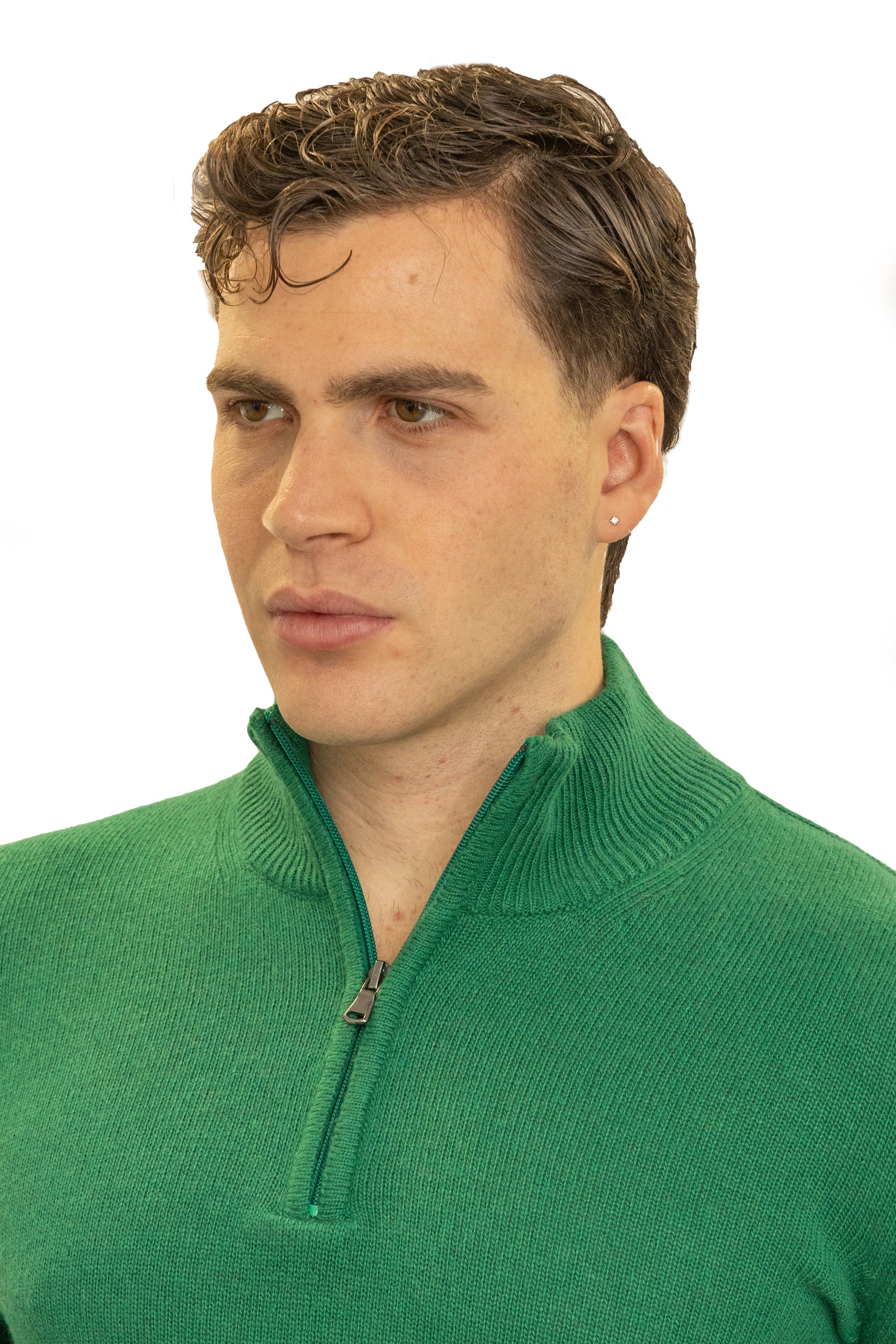 Maglione uomo mezza zip finezza 7  in lana e cashmere