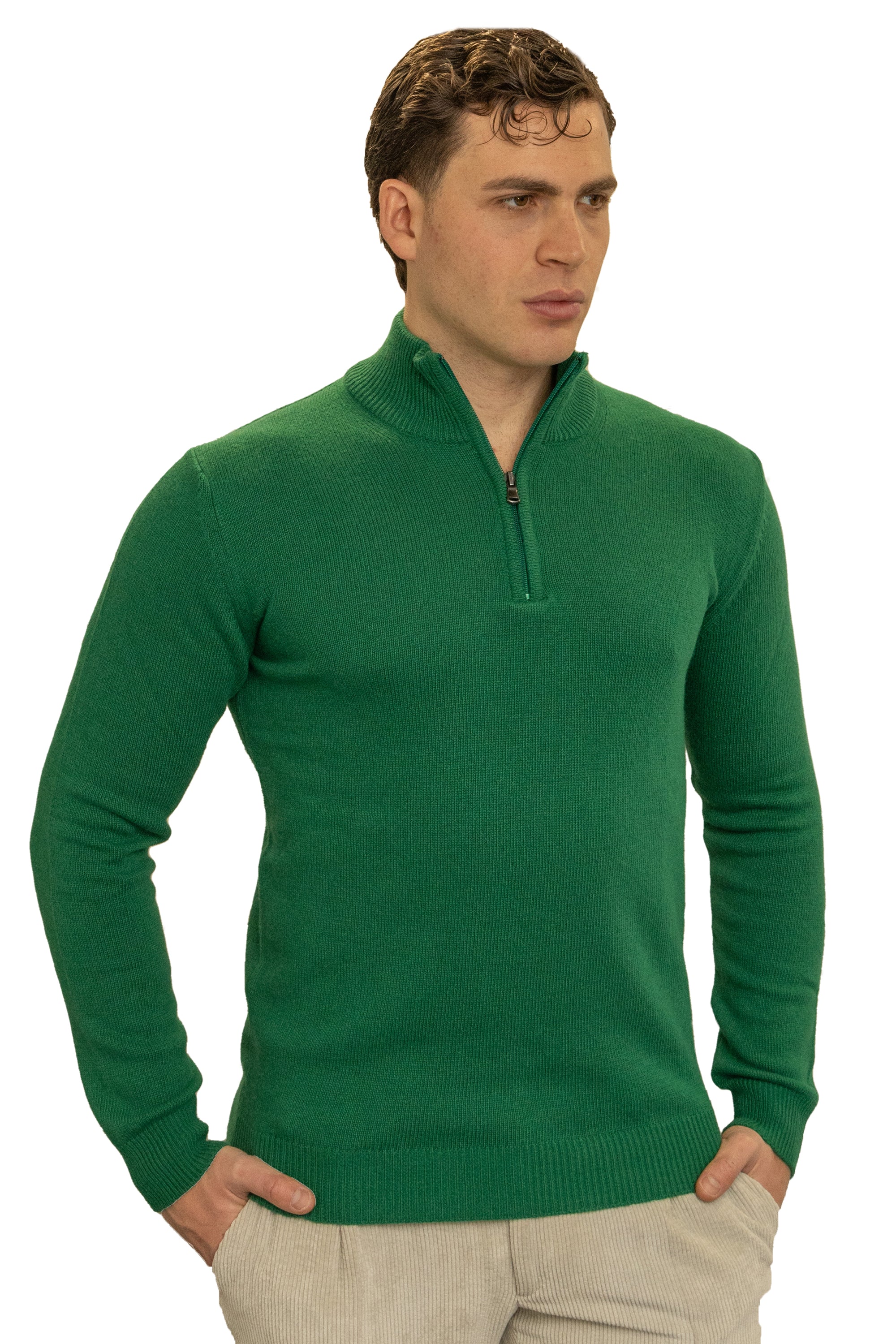 Maglione uomo mezza zip finezza 7  in lana e cashmere