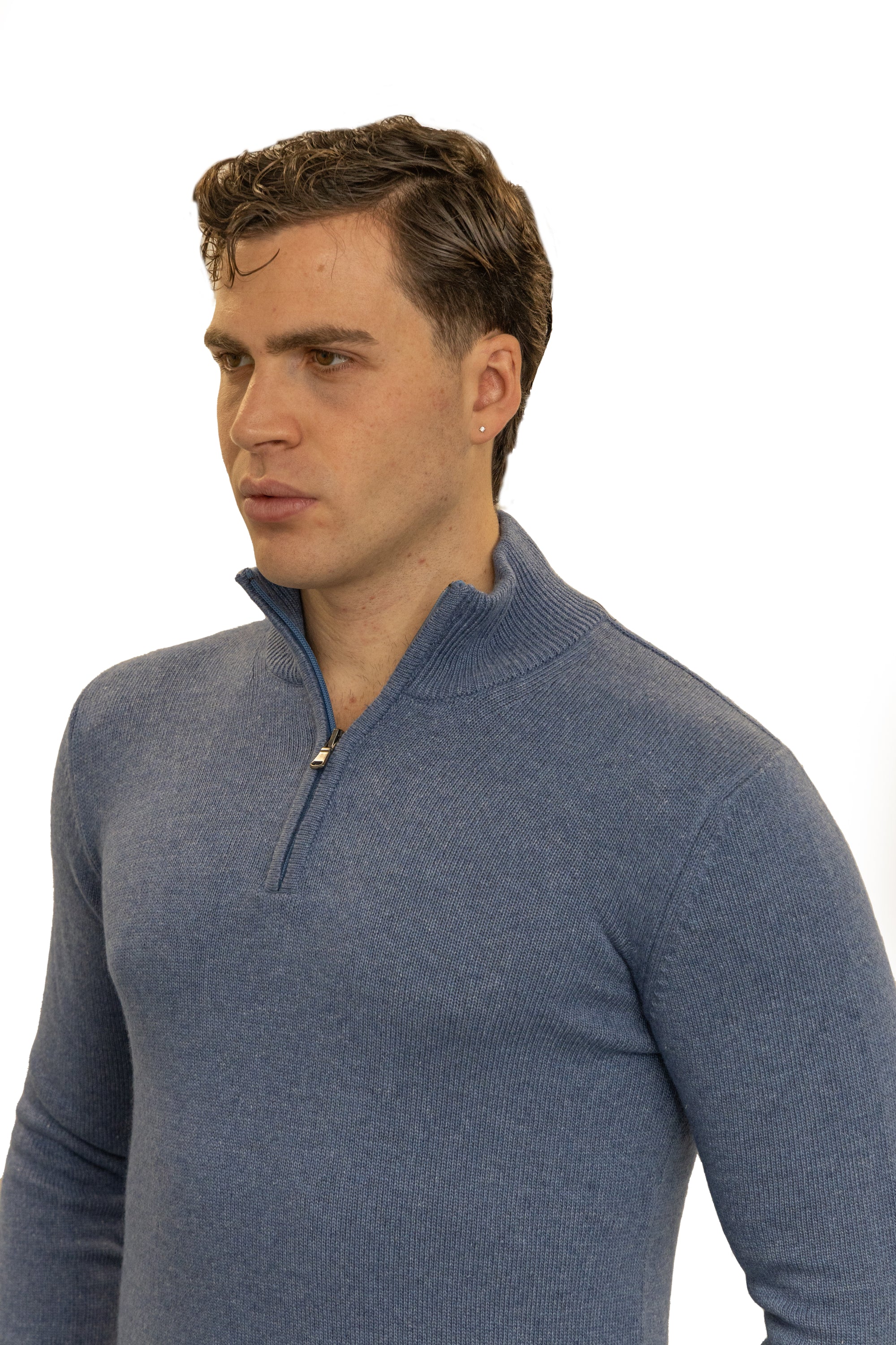 Maglione uomo mezza zip finezza 7  in lana e cashmere