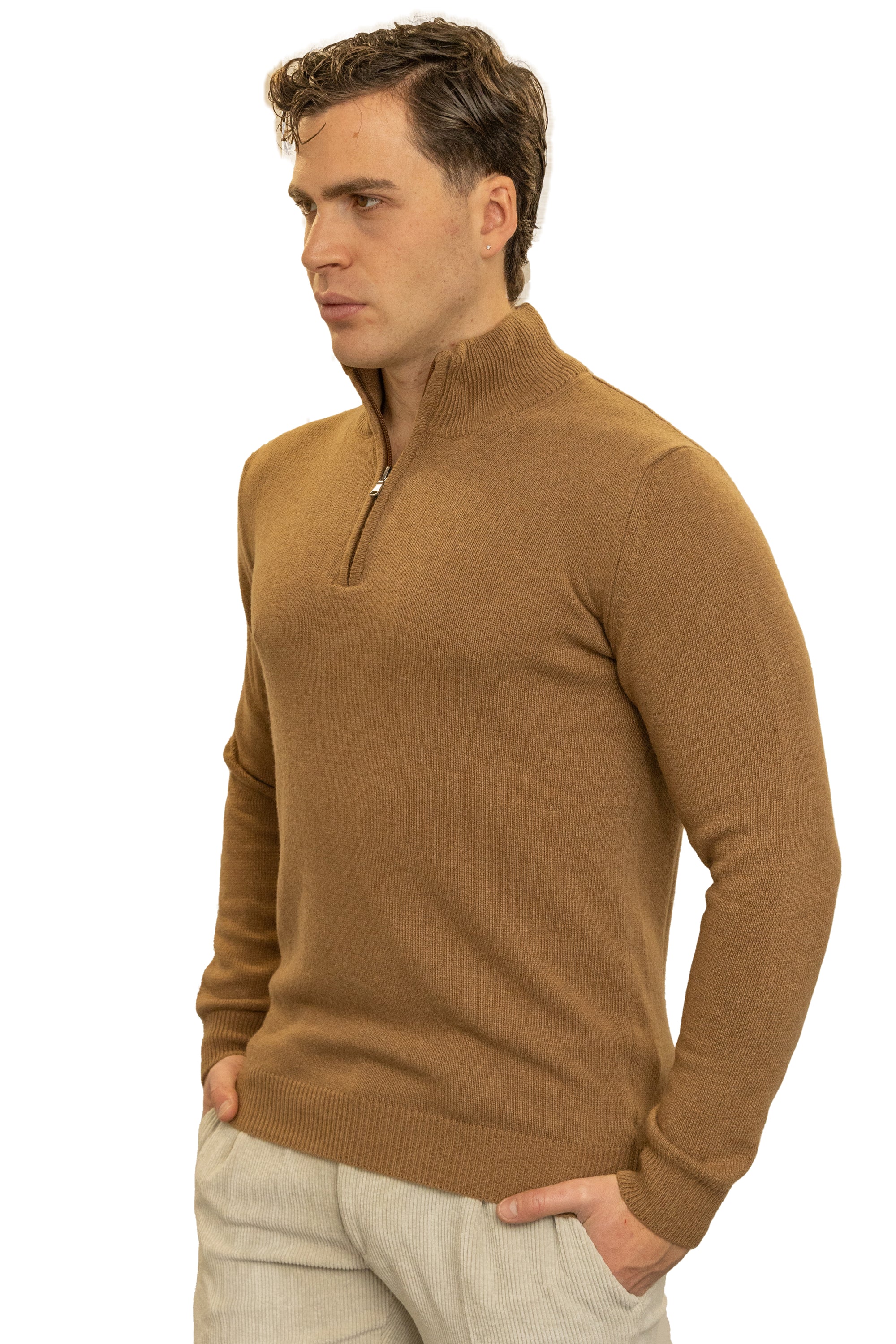 Maglione uomo mezza zip finezza 7  in lana e cashmere