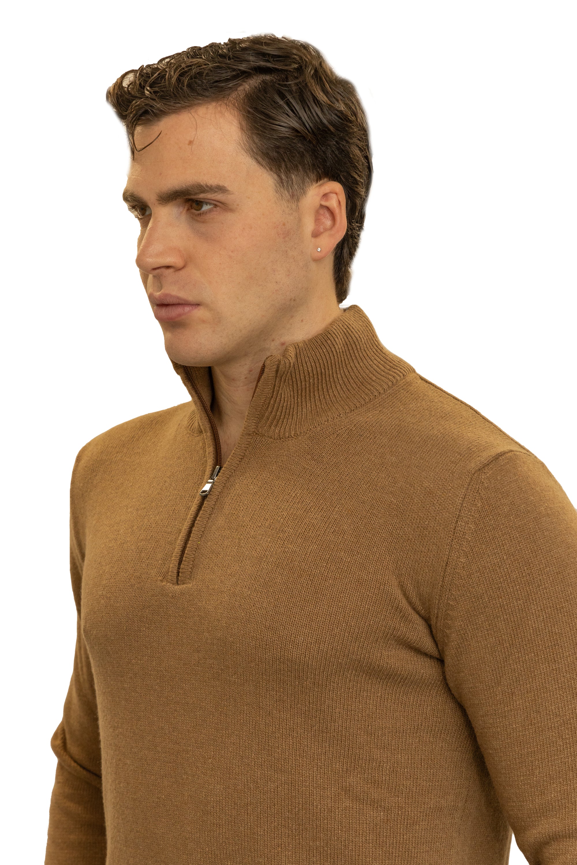 Maglione uomo mezza zip finezza 7  in lana e cashmere