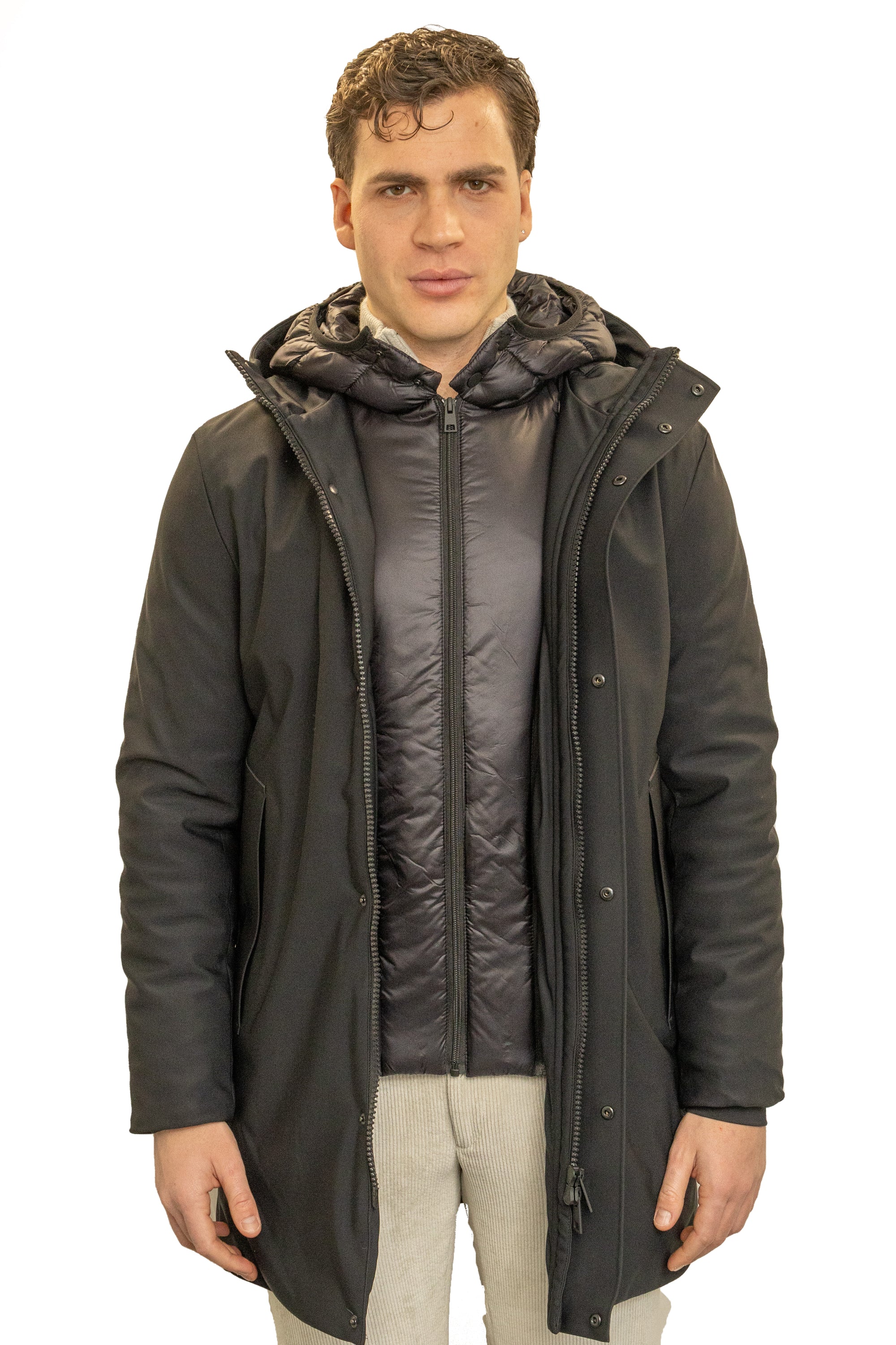 Giaccone parka uomo con pettorina estraibile e sistema termico integrato