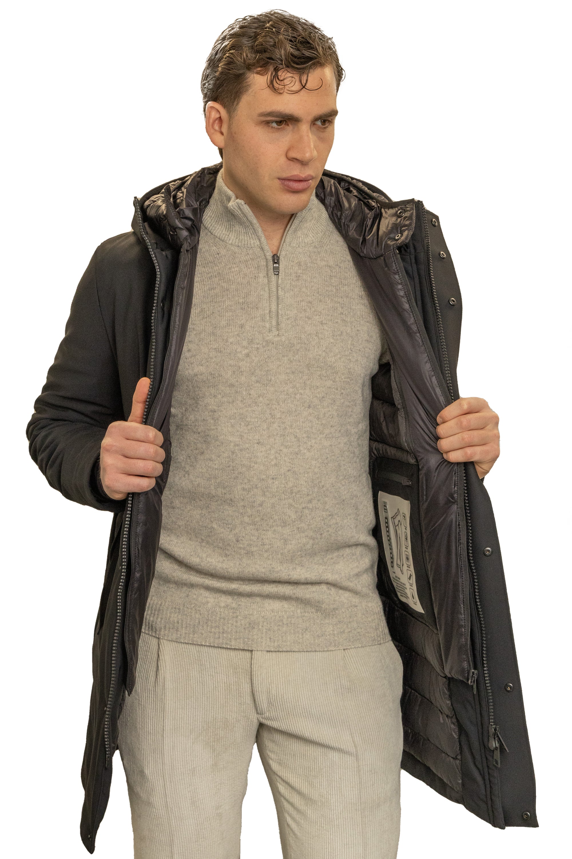 Giaccone parka uomo con pettorina estraibile e sistema termico integrato