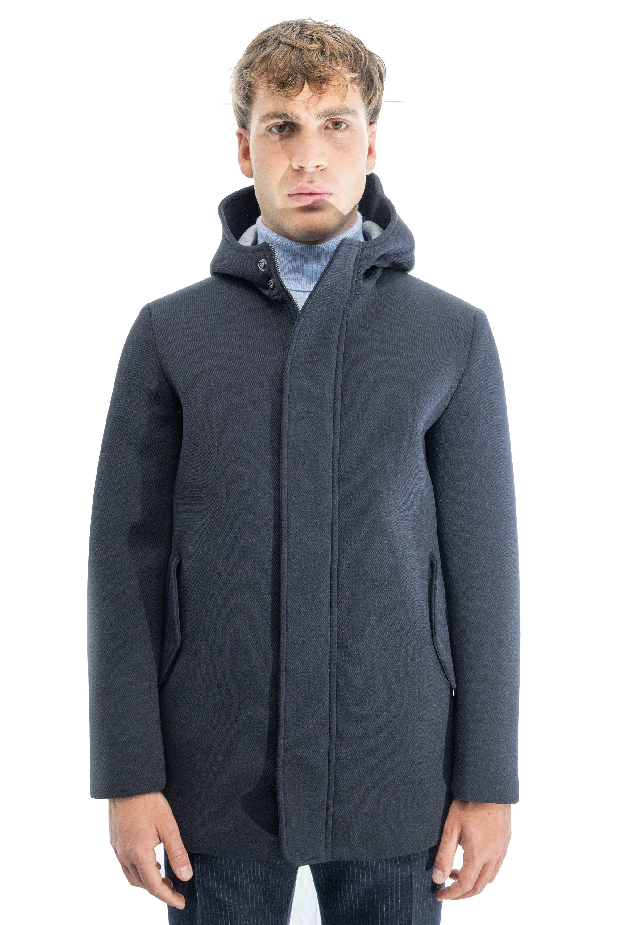 Parka in scuba termico con chiusura antivento