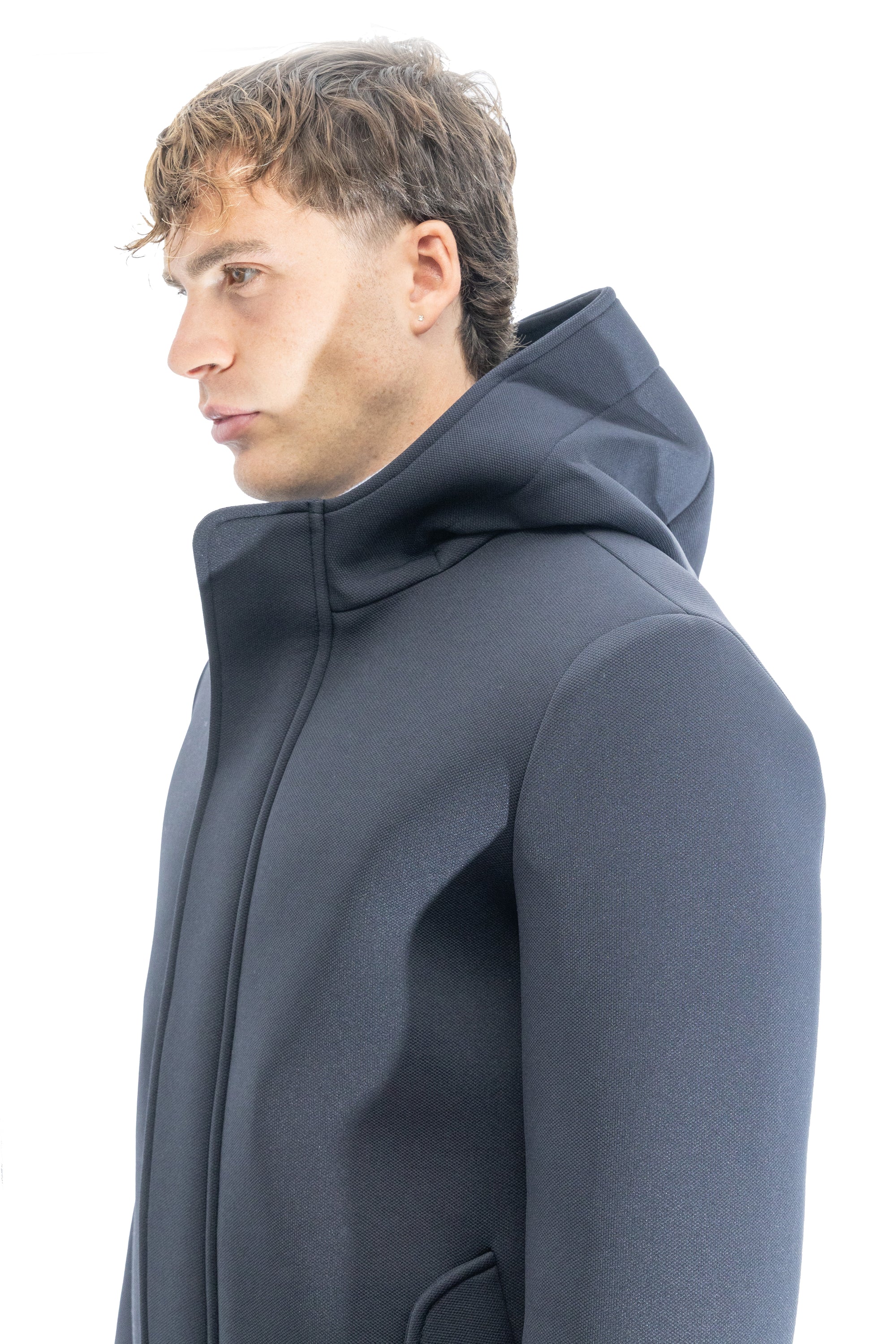 Parka in scuba termico con chiusura antivento