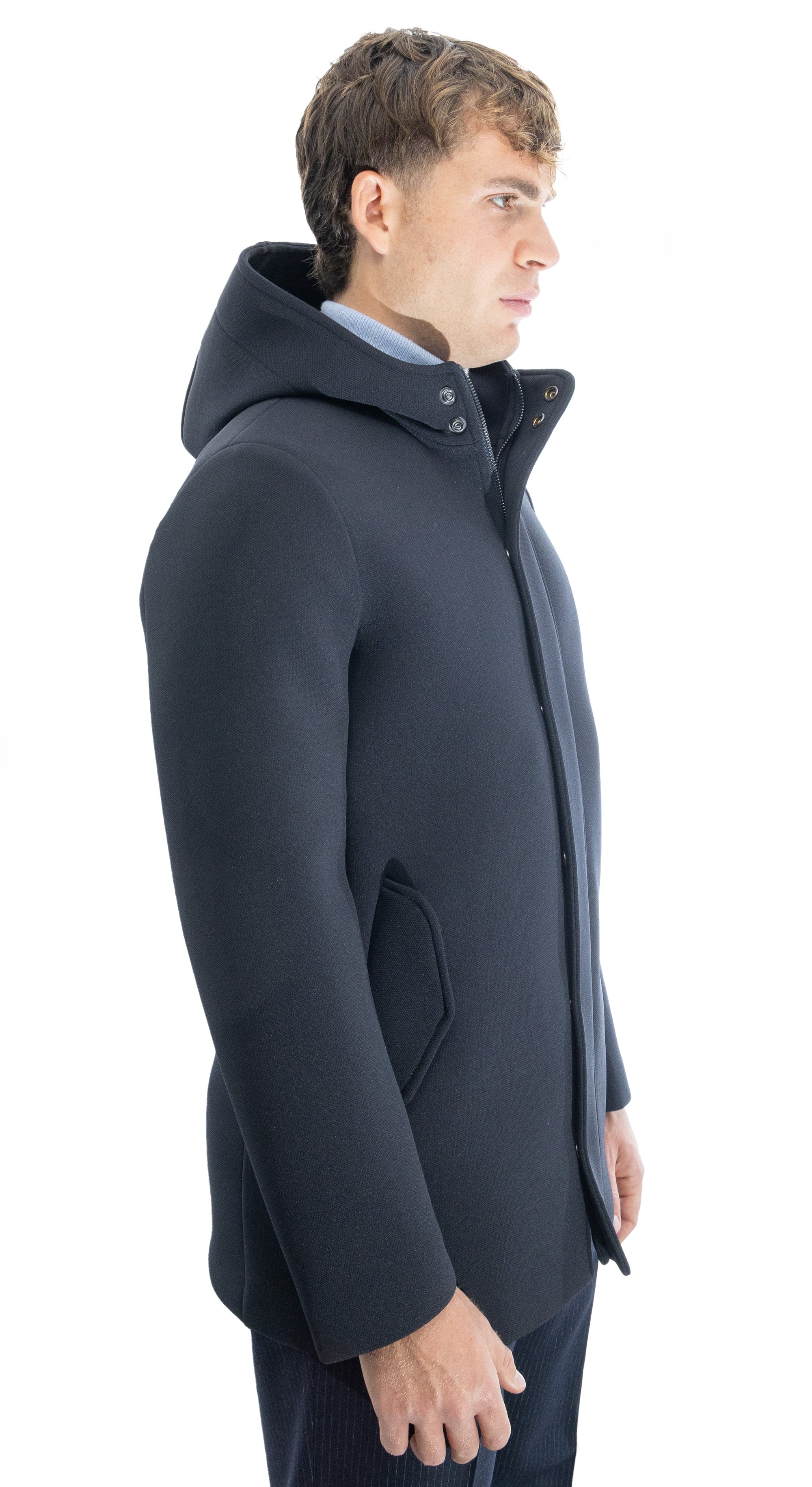 Parka in scuba termico con chiusura antivento