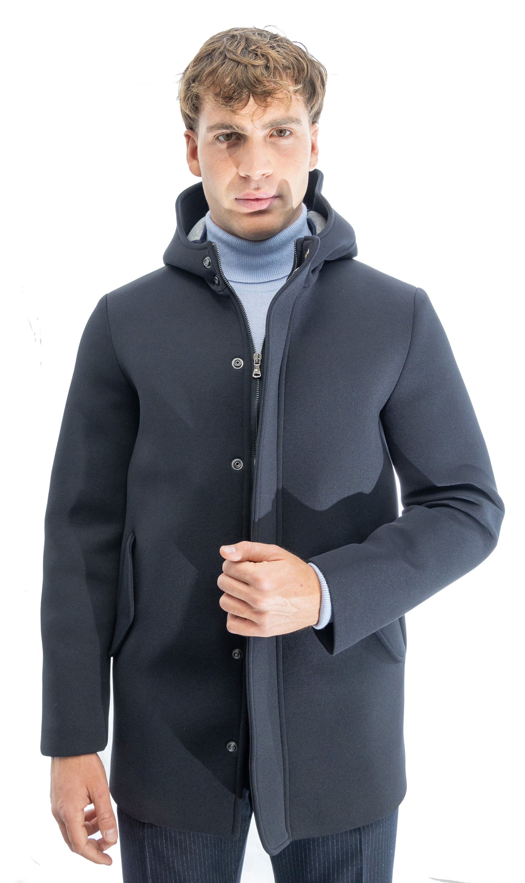 Parka in scuba termico con chiusura antivento