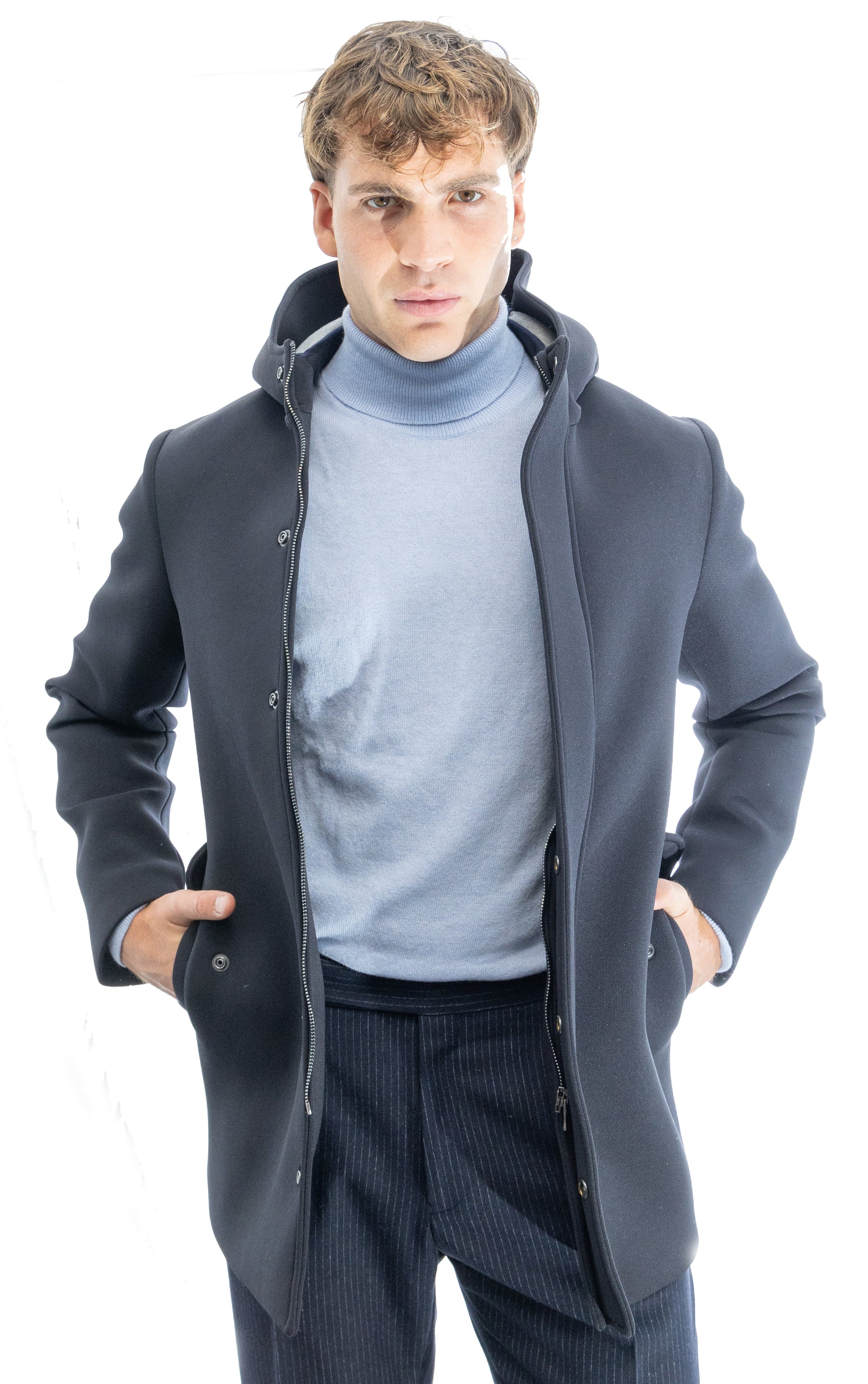 Parka in scuba termico con chiusura antivento