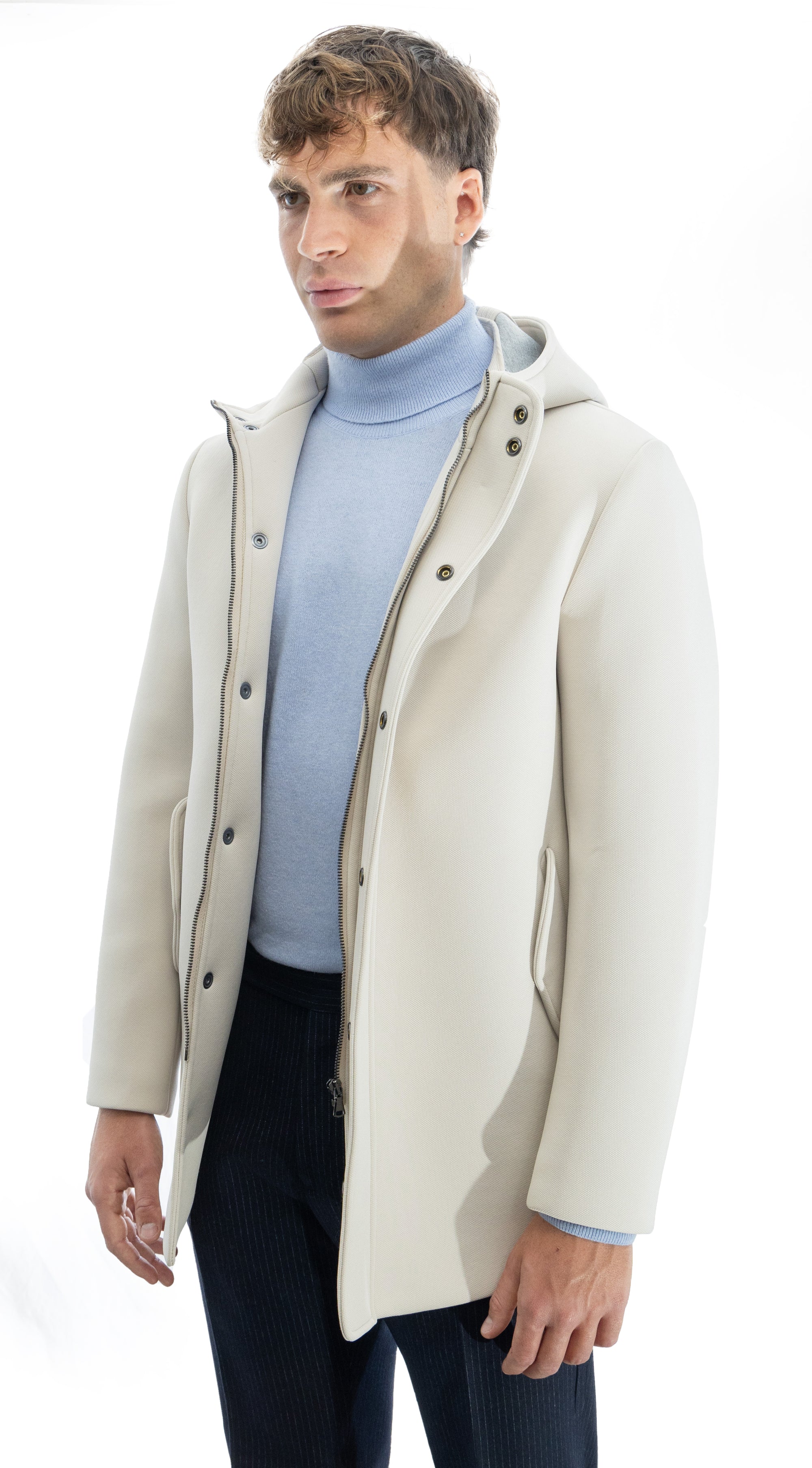 Parka in scuba termico con chiusura antivento