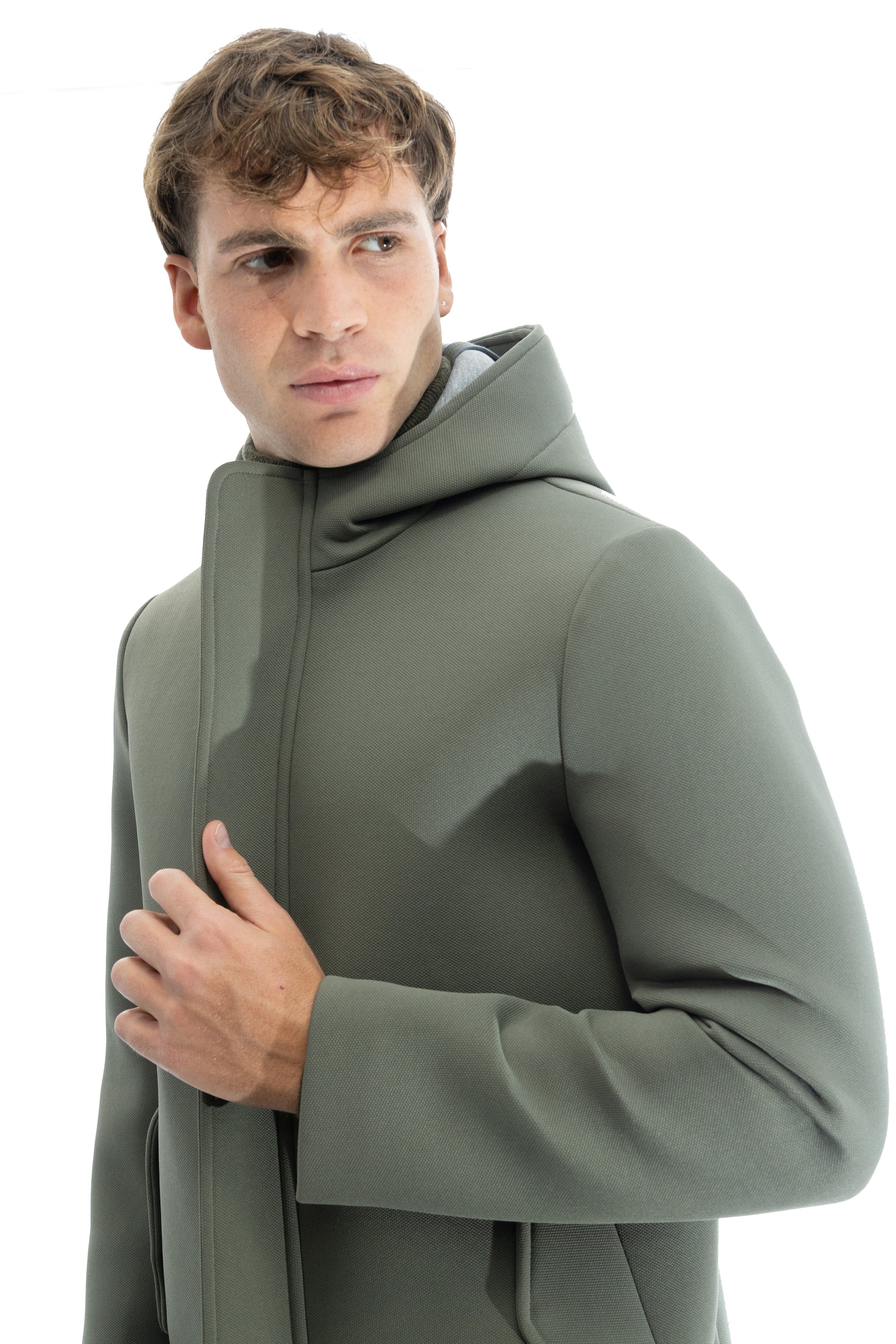 Parka in scuba termico con chiusura antivento