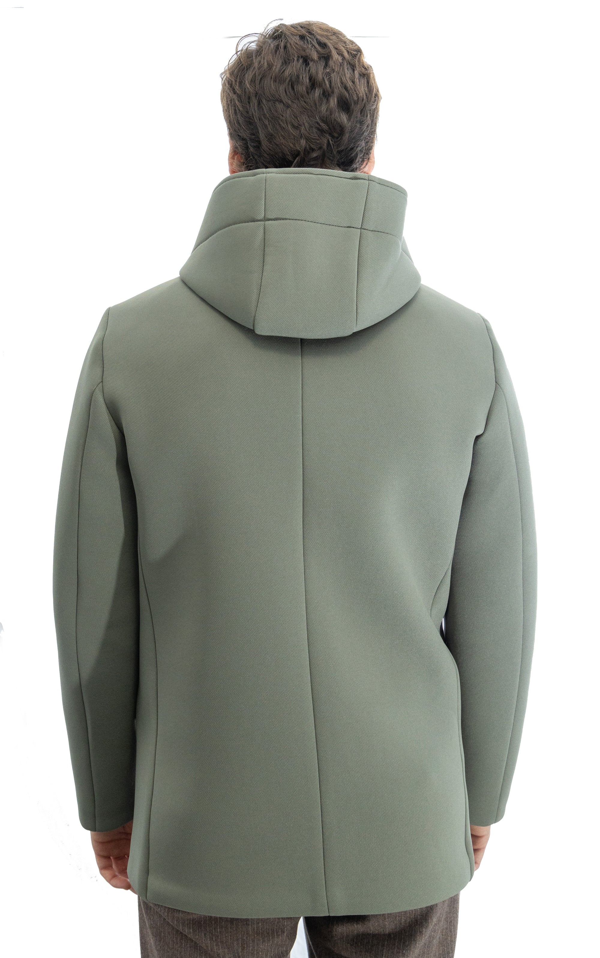 Parka in scuba termico con chiusura antivento